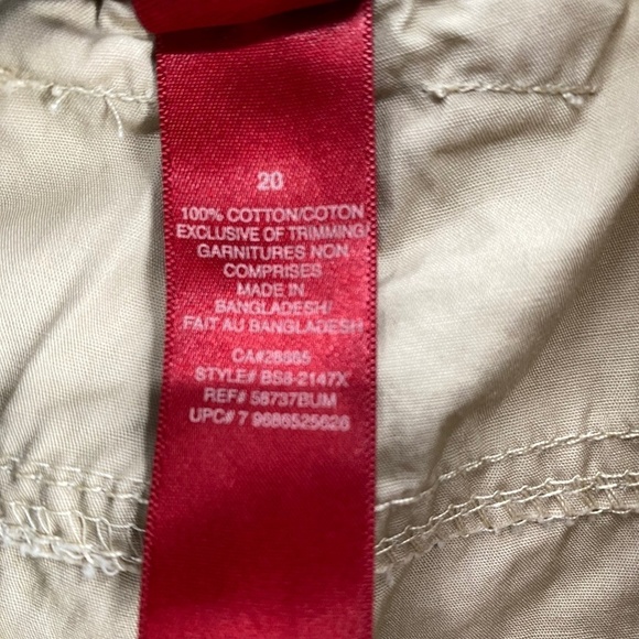 Bum Equipment Shorts Womens Plus 20 Cargo Capris Front Button Zip Closure Tan - Picture 5 of 11